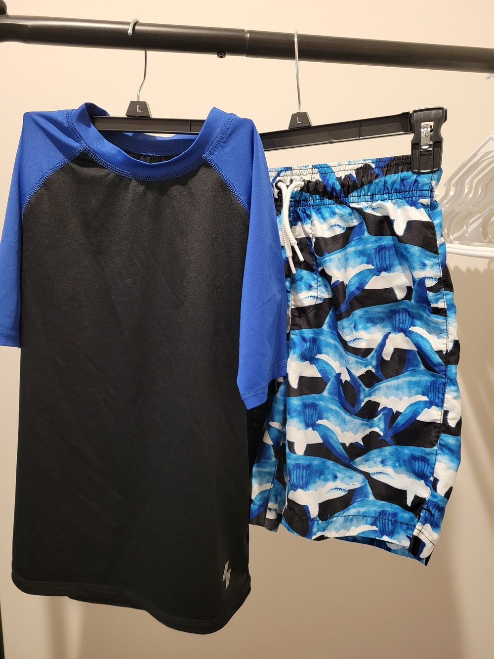 The Children's Place Blue & Black Shark Rash Guard Set